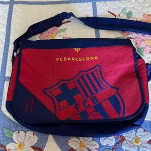 Barcelona Soccer Canvas Messenger Bag Red Blue